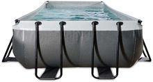 Piscine dreptunghiulare - Piscină cu filtrare Black Leather pool Exit Toys cadru de oțel 400*200*100 cm neagră de la 6 ani_0