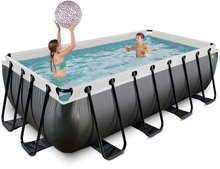 Bazény obdĺžnikové -  NA PREKLAD - Piscina Black Leather pool Exit Toys con filtración Estructura de acero 400*200*100 cm negro desde 6 años._1