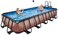 Medencék téglalap alakúak - Medence szűrővel Wood pool Exit Toys acél medencekeret 540*250*100 cm barna 6 évtől_1
