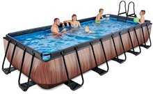 Obdélníkové bazény  - Bazén s filtrací Wood pool Exit Toys ocelová konstrukce 540*250*100 cm hnědý od 6 let_0