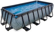 Bazény obdĺžnikové - Bazén s pieskovou filtráciou Stone pool Exit Toys oceľová konštrukcia 400*200*100 cm šedý od 6 rokov_2
