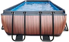 Piscines rectangulaires - Piscine avec filtration à sable Wood Pool Exit Toys Structure en acier 400*200*100 cm brun à partir de 6 ans_3