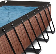 Baseny prostokątne - Basen z filtracją piaskową Wood pool Exit Toys stalowa konstrukcja, 400x200x100 cm, brązowy, od 6 roku życia_0