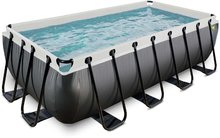 Piscine dreptunghiulare - Piscină cu filtrare pentru nisip Black Leather pool Exit Toys cadru de oțel 400*200*100 cm neagră de la 6 ani_1