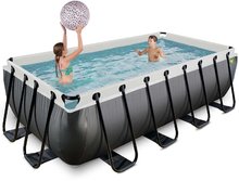 Bazény obdĺžnikové - Bazén s pieskovou filtráciou Black Leather pool Exit Toys oceľová konštrukcia 400*200*100 cm čierny od 6 rokov_0