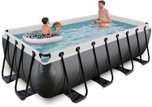 Bazény obdĺžnikové - Bazén s pieskovou filtráciou Black Leather pool Exit Toys oceľová konštrukcia 400*200*100 cm čierny od 6 rokov_0
