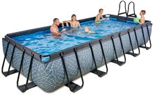 Bazény obdĺžnikové - Bazén s pieskovou filtráciou Stone pool Exit Toys oceľová konštrukcia 540*250*100 cm šedý od 6 rokov_0