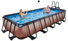 Baseny prostokątne - Basen z filtracją piaskową Wood pool Exit Toys stalowa konstrukcja, 540x250x100 cm, brązowy, od 6 roku życia_1