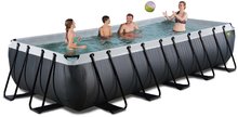Obdélníkové bazény  - Bazén s pískovou filtrací Black Leather pool Exit Toys ocelová konstrukce 540*250*100 cm černý od 6 let_0