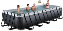 Medencék téglalap alakúak - Medence homokszűrős szivattyúval Black Leather pool Exit Toys acél szerkezet 540*250*100 cm fekete 6 évtől_0