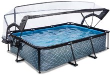 Bazény obdĺžnikové - Bazén s krytom a filtráciou Stone pool Exit Toys oceľová konštrukcia 220*150*65 cm šedý od 6 rokov_1
