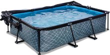 Bazény obdĺžnikové - Bazén s krytom a filtráciou Stone pool Exit Toys oceľová konštrukcia 220*150*65 cm šedý od 6 rokov_0