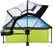 Piscine rettangolari - Piscina con copertura e filtrazione Lime pool Exit Toys costruzione in acciaio 220*150*65 cm verde dai 6 anni_0
