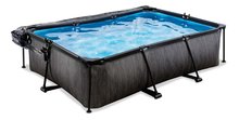 Bazény obdĺžnikové - Bazén s krytom a filtráciou Black Wood pool Exit Toys oceľová konštrukcia 220*150*65 cm čierny od 6 rokov_1