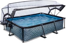Bazény obdĺžnikové - Bazén s krytom a filtráciou Stone pool Exit Toys oceľová konštrukcia 300*200*65 cm šedý od 6 rokov_1