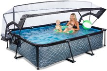 Obdélníkové bazény  - Bazén s krytem a filtrací Stone pool Exit Toys ocelová konstrukce 300*200 cm šedý od 6 let_0