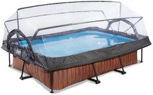 Piscines rectangulaires - Piscine avec couverture et filtration Wood pool Exit Toys Structure en acier 300*200*65 cm brun à partir de 6 ans_1