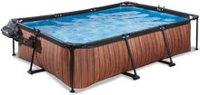 Bazény obdĺžnikové - Bazén s krytom a filtráciou Wood pool Exit Toys oceľová konštrukcia 300*200*65 cm hnedý od 6 rokov_2