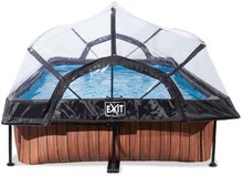 Baseny prostokątne - Bazén z krytą i filtracją Wood pool Exit Toys Konstrukcja stalowa 300*200*65 cm brązowy od 6 lat._3