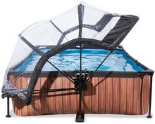 Piscines rectangulaires - Piscine avec couverture et filtration Wood pool Exit Toys Structure en acier 300*200*65 cm brun à partir de 6 ans_0