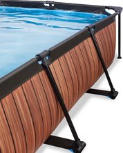 Baseny prostokątne - Bazén z krytą i filtracją Wood pool Exit Toys Konstrukcja stalowa 300*200*65 cm brązowy od 6 lat._1
