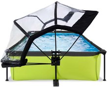 Bazény obdĺžnikové - Bazén s krytom a filtráciou Lime pool Exit Toys oceľová konštrukcia 300*200*65 cm zelený od 6 rokov_0