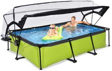 Obdélníkové bazény  - Bazén s krytem a filtrací Lime pool Exit Toys ocelová konstrukce 300*200 cm zelený od 6 let_0