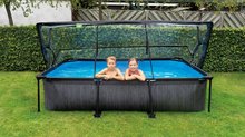 Baseny prostokątne - Basen z pokryciem i filtracją Black Wood pool Exit Toys stalowa konstrukcja 300*200*65 cm czarny od 6 lat_5