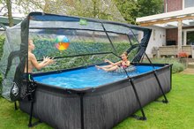 Bazény obdĺžnikové - Bazén s krytom a filtráciou Black Wood pool Exit Toys oceľová konštrukcia 300*200*65 cm čierny od 6 rokov_6