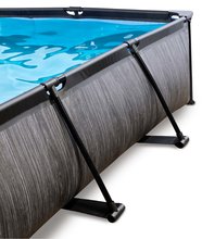 Baseny prostokątne - Basen z pokryciem i filtracją Black Wood pool Exit Toys stalowa konstrukcja 300*200*65 cm czarny od 6 lat_0