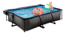 Bazény obdĺžnikové - Bazén s krytom a filtráciou Black Wood pool Exit Toys oceľová konštrukcia 300*200*65 cm čierny od 6 rokov_3