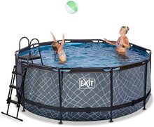 Piscines rondes - Piscine Stone Pool Exit Toys avec filtration Structure en acier circulaire de 360 * 122 cm gris à partir de 6 ans_2