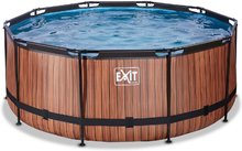 Bazeni okrogli - Bazen s filtracijo Wood pool Exit Toys okrogel kovinska konstrukcija 360*122 cm rjav od 6 leta_3