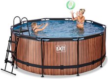 Piscine circolari - Pisicna con filtrazione Wood pool Exit Toys rotonda con costruzione in acciaio 360*122 cm marrone dai 6 anni_1
