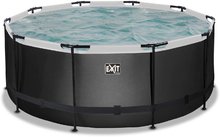 Bazény kruhové - Bazén s filtráciou Black Leather pool Exit Toys kruhový oceľová konštrukcia 360*122 cm čierny od 6 rokov_1