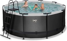 Piscine circolari - Piscina con filtrazione Black Leather pool Exit Toys rotonda con costruzione in acciaio 360*122 cm nera dai 6 anni_0