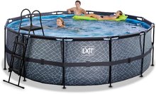 Piscine rotunde - Piscină cu filtrare Stone pool grey Exit Toys construcție metalică rotundă 427*122 cm gri de la 6 ani_0