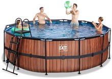 Bazény kruhové - Bazén s filtráciou Wood pool Exit Toys kruhový oceľová konštrukcia 427*122 cm hnedý od 6 rokov_0