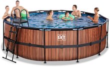 Kruhové bazény - Bazén s filtrací Wood pool Exit Toys kruhový ocelová konstrukce 450*122 cm hnědý od 6 let_1