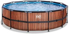 Bazény kruhové - Bazén s filtráciou Wood pool Exit Toys kruhový oceľová konštrukcia 488*122 cm hnedý od 6 rokov_2