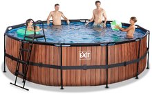 Bazény kruhové - Bazén s filtráciou Wood pool Exit Toys kruhový oceľová konštrukcia 488*122 cm hnedý od 6 rokov_1