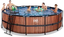 Bazény kruhové - Bazén s filtráciou Wood pool Exit Toys kruhový oceľová konštrukcia 488*122 cm hnedý od 6 rokov_0