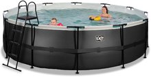 Piscine circolari - Piscina con filtrazione Black Leather pool Exit Toys rotonda con costruzione in acciaio 488*122 cm nera dai 6 anni_2