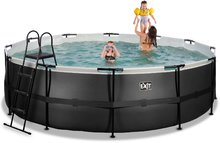 Piscine circolari - Piscina con filtrazione Black Leather pool Exit Toys rotonda con costruzione in acciaio 488*122 cm nera dai 6 anni_1