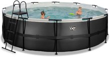 Piscine rotunde - Piscină cu filtrare Black Leather pool Exit Toys construcție rotundă din metal 488*122 cm neagră de la 6 ani_0