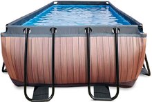 Bazény obdĺžnikové -  NA PREKLAD - Piscina con filtración Wood pool Exit Toys Estructura de acero 400*200*122 cm marrón desde 6 años._3