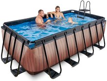 Obdélníkové bazény  - Bazén s filtrací Wood pool Exit Toys ocelová konstrukce 400*200*122 cm hnědý od 6 let_0