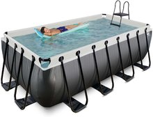 Obdélníkové bazény  - Bazén s filtrací Black Leather pool Exit Toys ocelová konstrukce 400*200*122 cm černý od 6 let_1