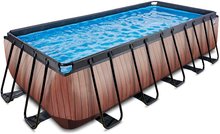 Bazeni pravokotni - Bazen s filtracijo Wood pool brown Exit Toys kovinska konstrukcija 540*250*122 cm rjav od 6 leta_2