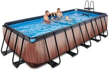 Obdélníkové bazény  - Bazén s filtrací Wood pool brown Exit Toys ocelová konstrukce 540*250*122 cm hnědý od 6 let_1
